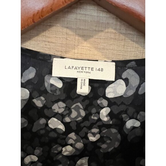 Lafayette 148 NY LIPE LEOPARD PRINT TIE NECK SILK MIDI DRESS SIZE XS - Picture 8 of 12